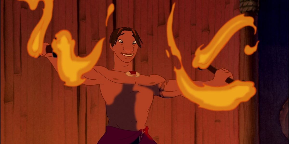 David does fire dancing in Lilo &amp; Stitch