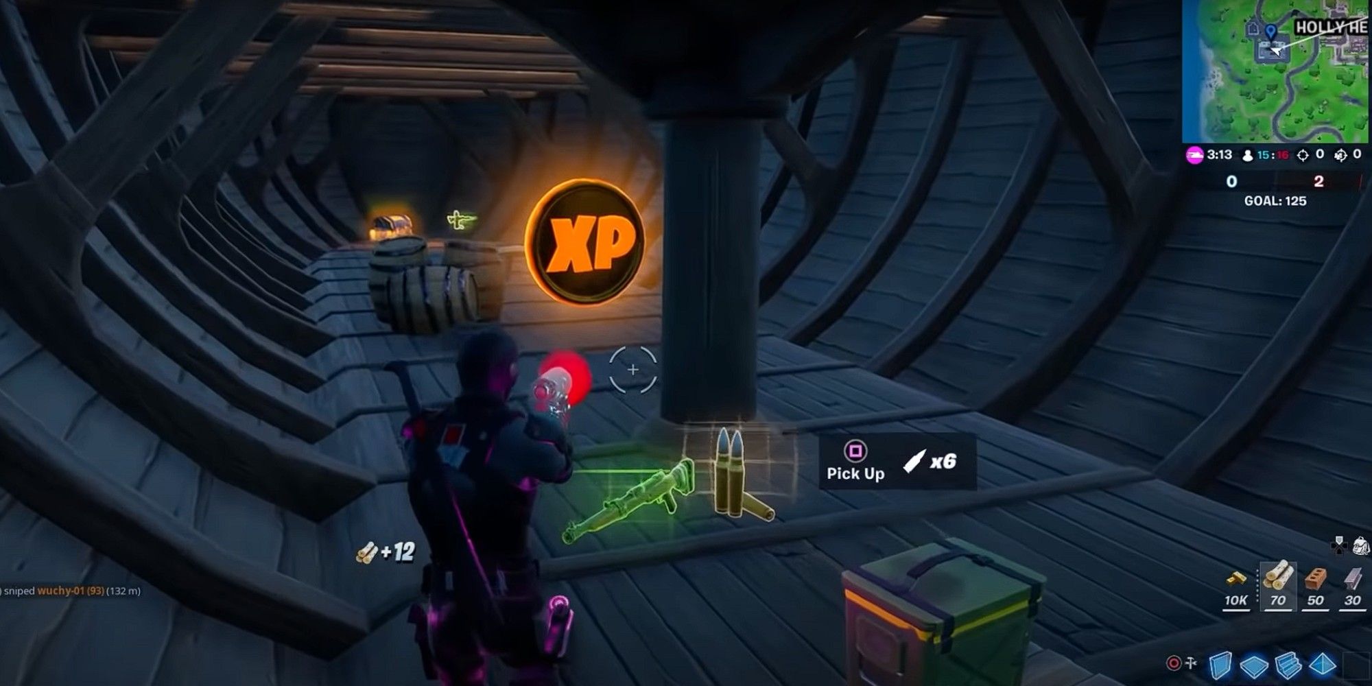 The Gold XP Coin inside the Viking Vessel during Week 11 of Fortnite Season 5