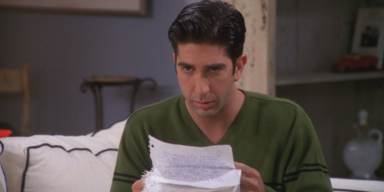 Ross reading Rachel's letter in Friends.