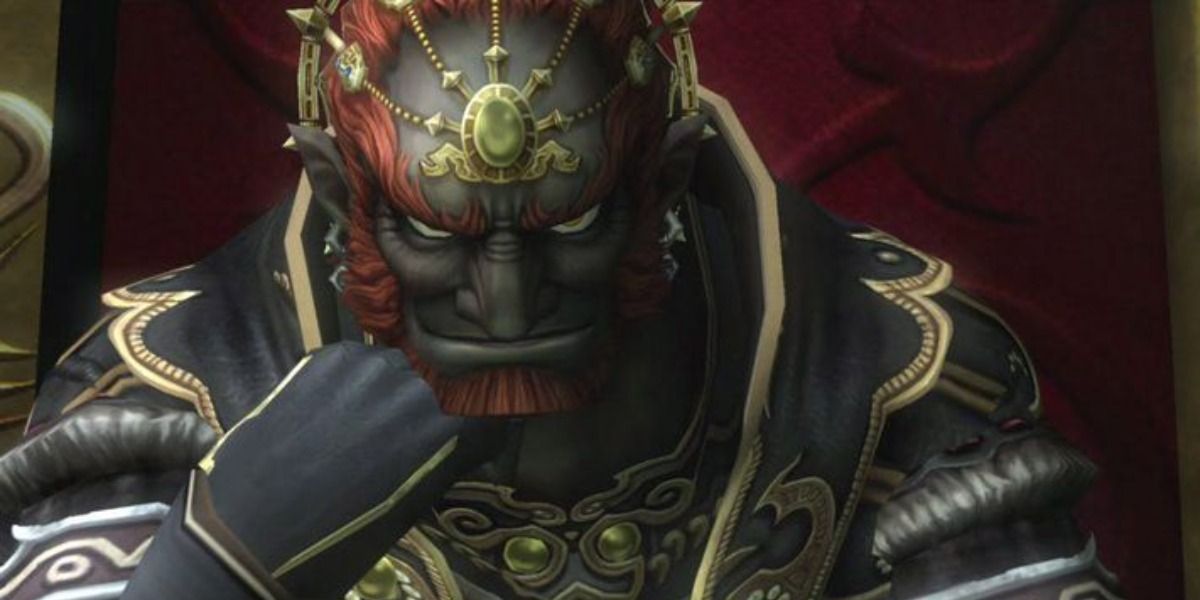 Ganondorf sitting on a chair with his elbow on his knee and his cheek resting on his hand