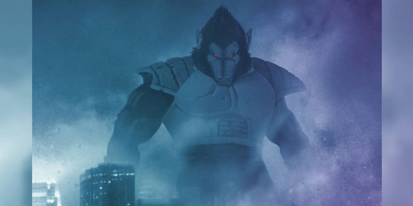 Godzilla vs. Kong parody poster replaces Titans with Dragon Ball's Goku and Great Ape Vegeta