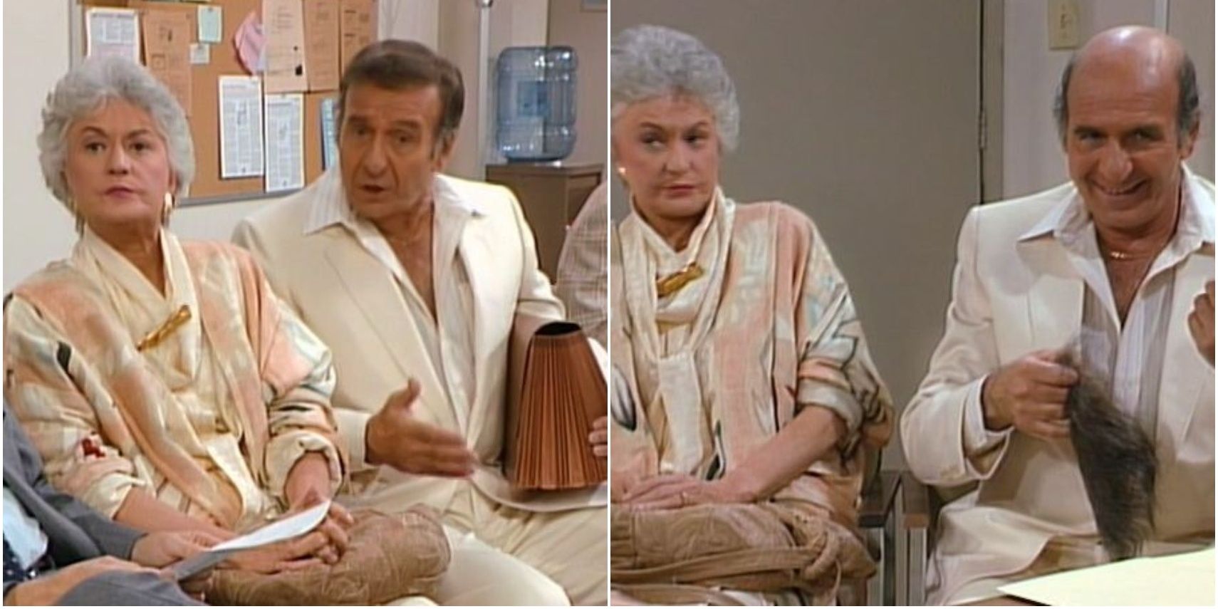 Dorothy Zbornak (Bea Arthur) and Stanley Zbornak (Herbert Edelman) in 'The Golden Girls.&quot;