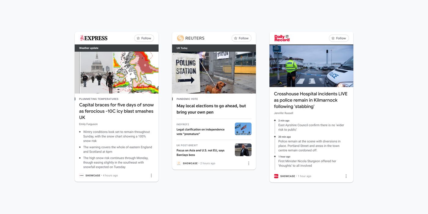 Google News Showcase screenshots