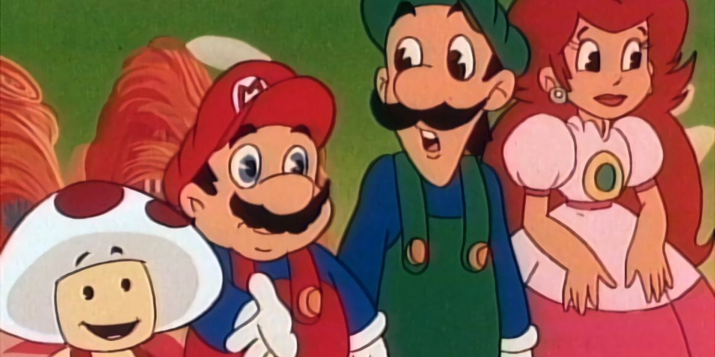 Toad, Mario, Luigi and Peach in the Super Mario Bros Show