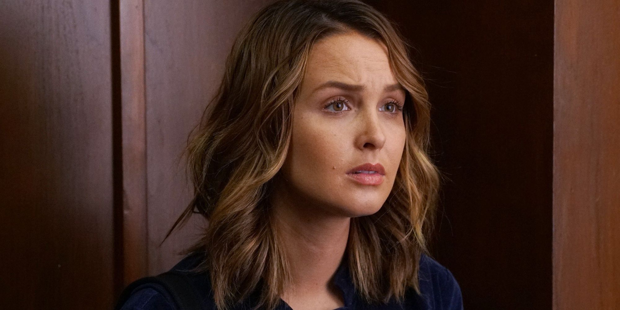 Jo Wilson on Grey's Anatomy looking serious or sad.