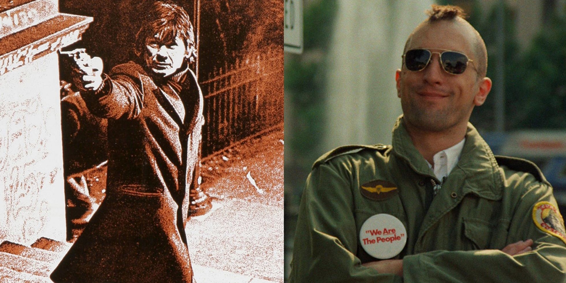Gritty vigilante movies split image Death Wish and Taxi Driver