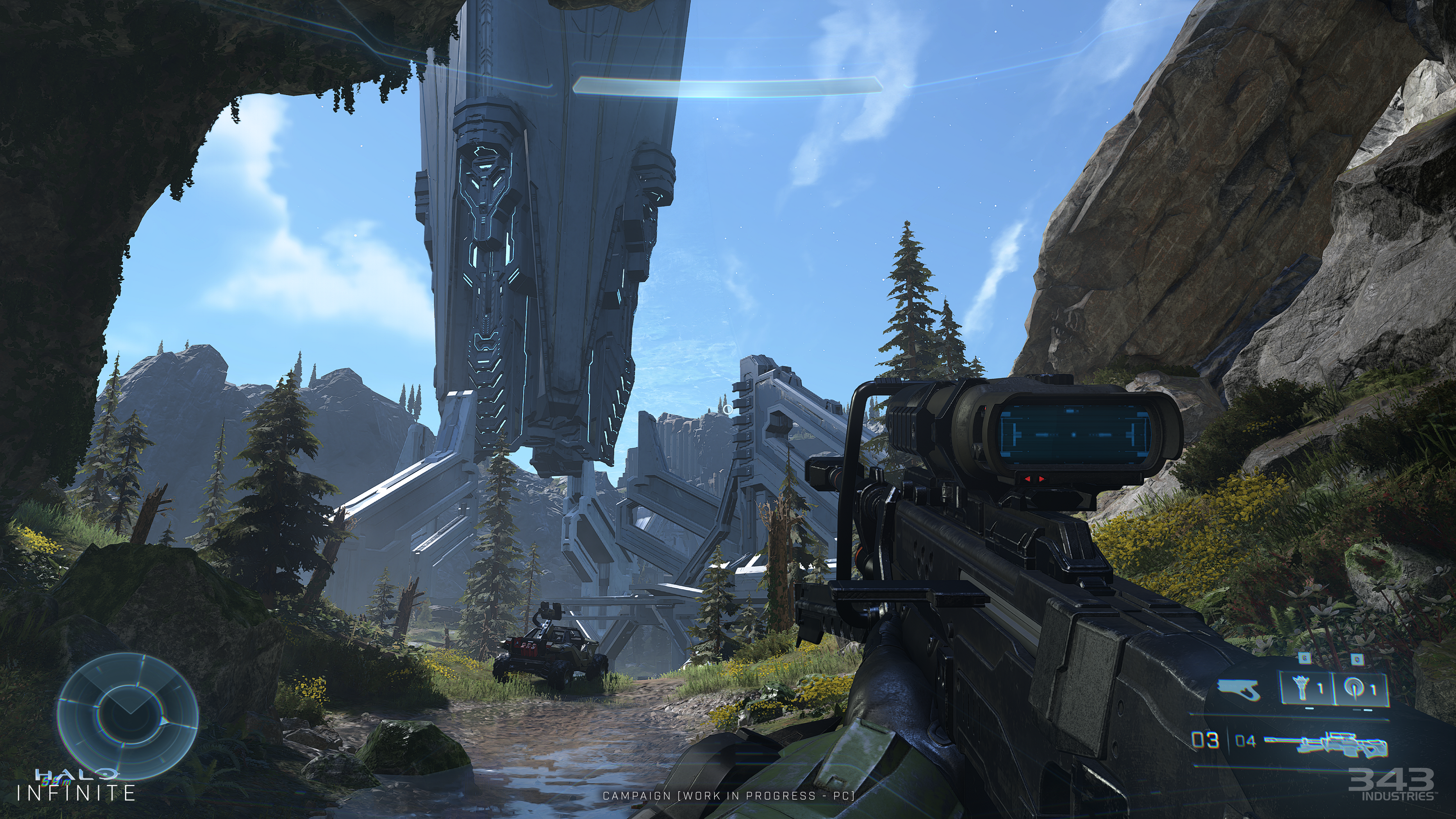 Screenshot of Halo: Infinite showing sniper rifle.