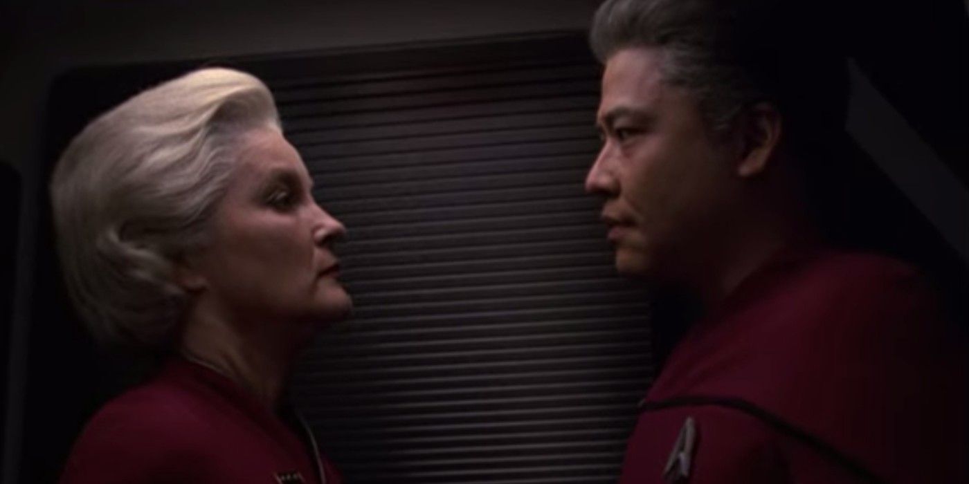 Harry Kim And Admiral Janeway In The Star Trek Voyager Episode Endgame