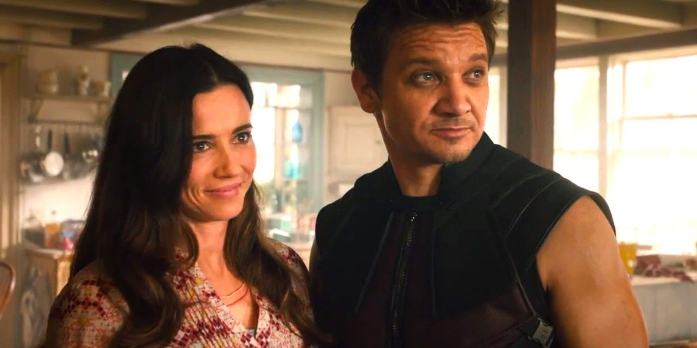 Clint and Laura Barton smiling in Avengers: Age of Ultron