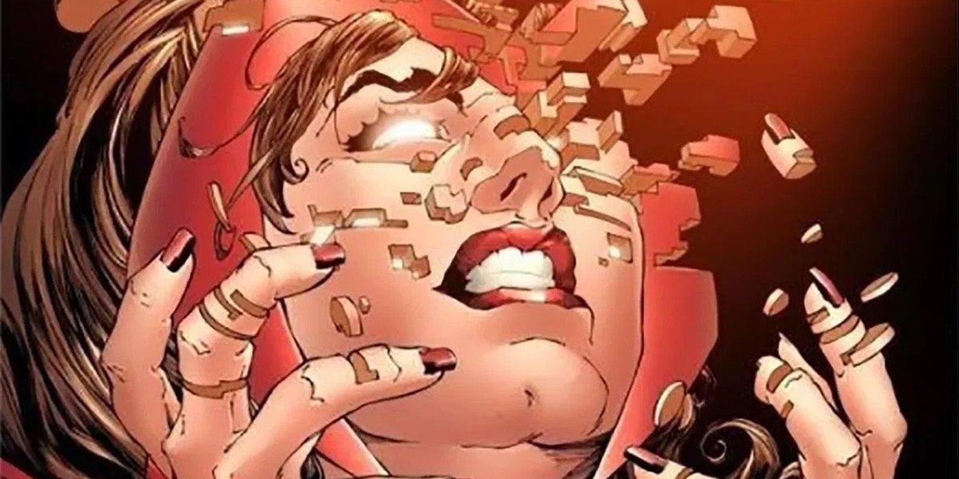 Scarlet Witch desintegrating in Marvel comics