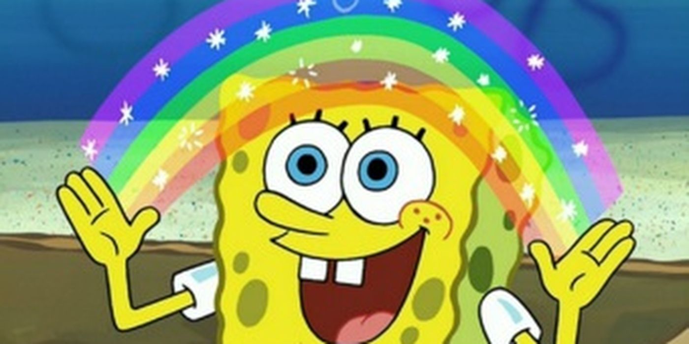 SpongeBob with rainbow in Idiot Box