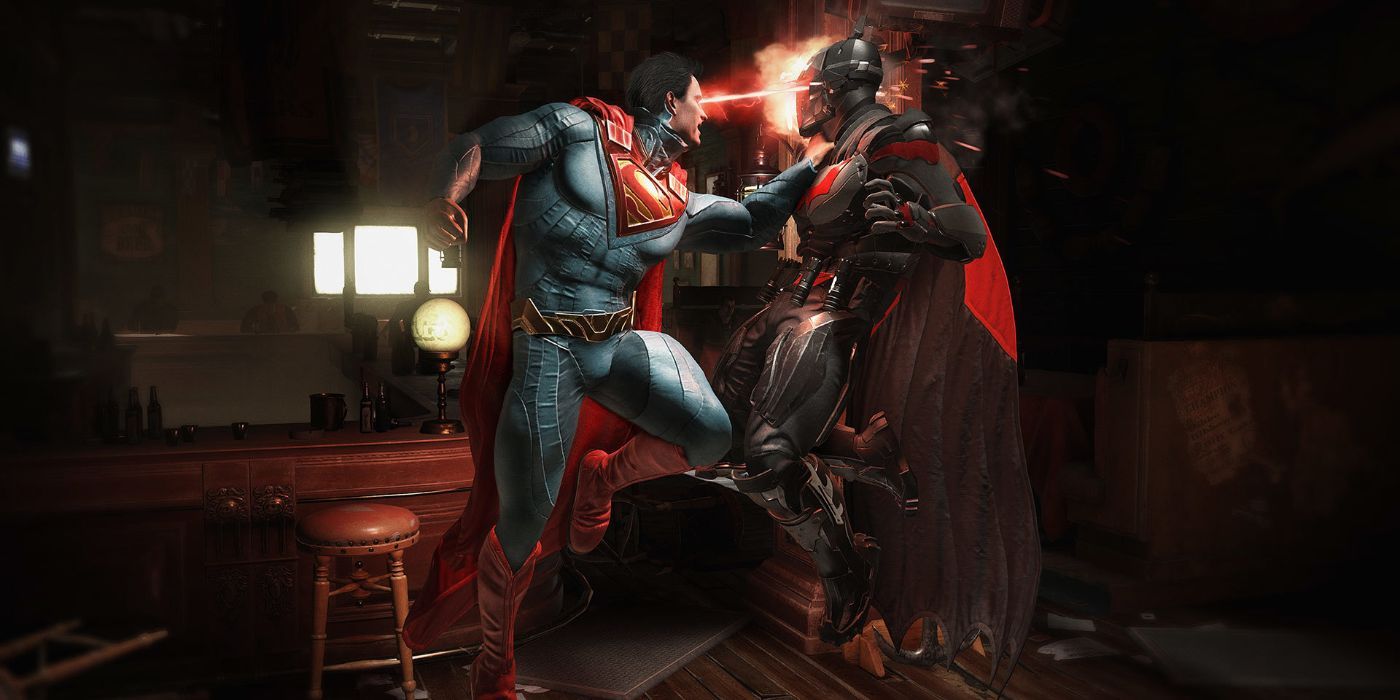 Superman fights Batman Beyond in Injustice 2 the Video Game