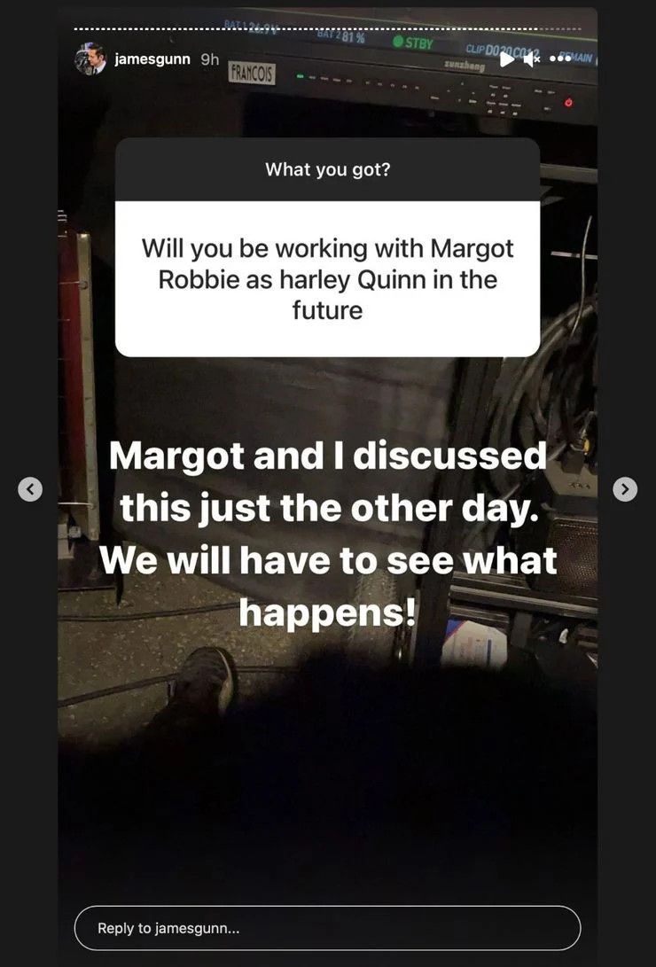 James Gunn Instagram Story Margot Robbie Harley Quinn