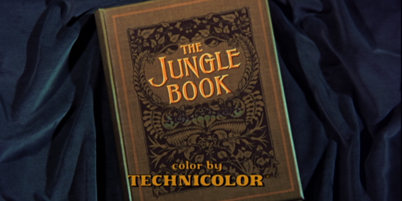 The opening scene of The Jungle Book as the actual book opens
