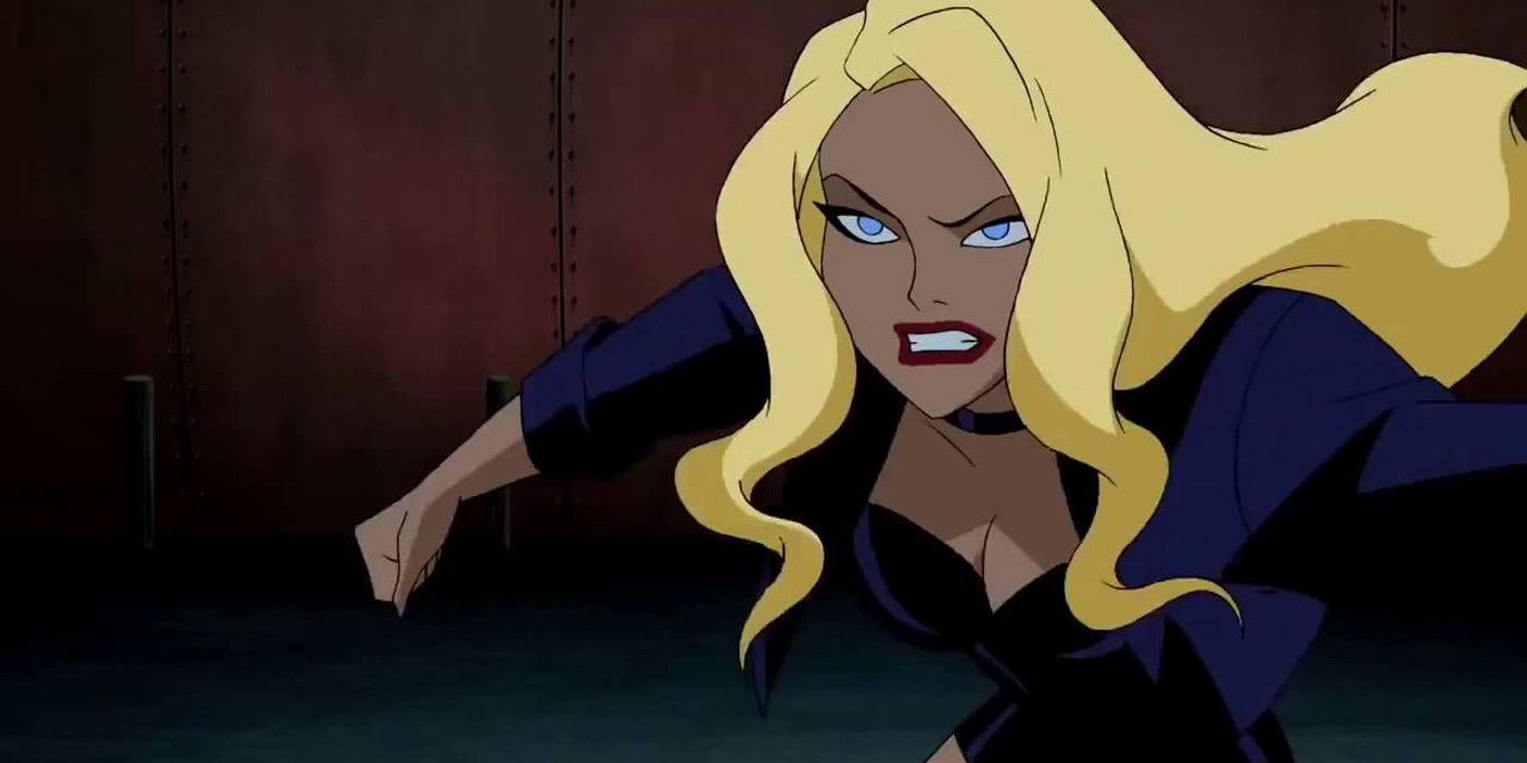Black Canary mid-punch in Justice League Unlimited