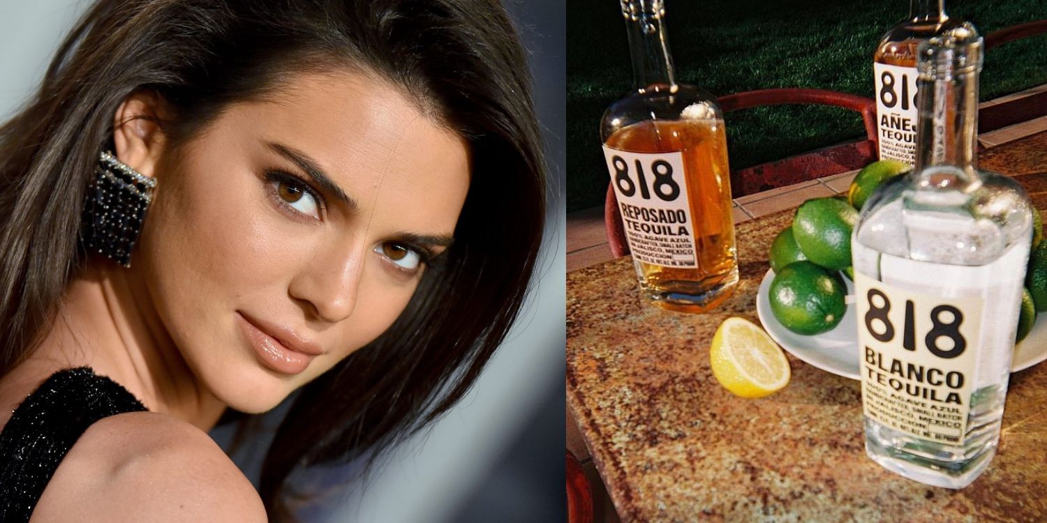 Kendall Jenner pictured alongside tequila bottles