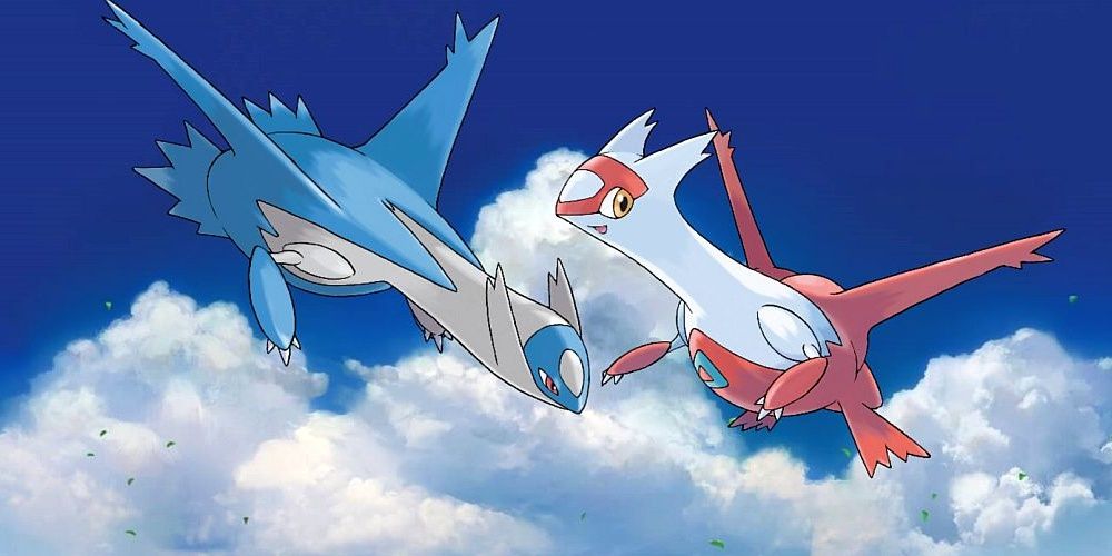 Latias and Latios flying in the Pokémon
