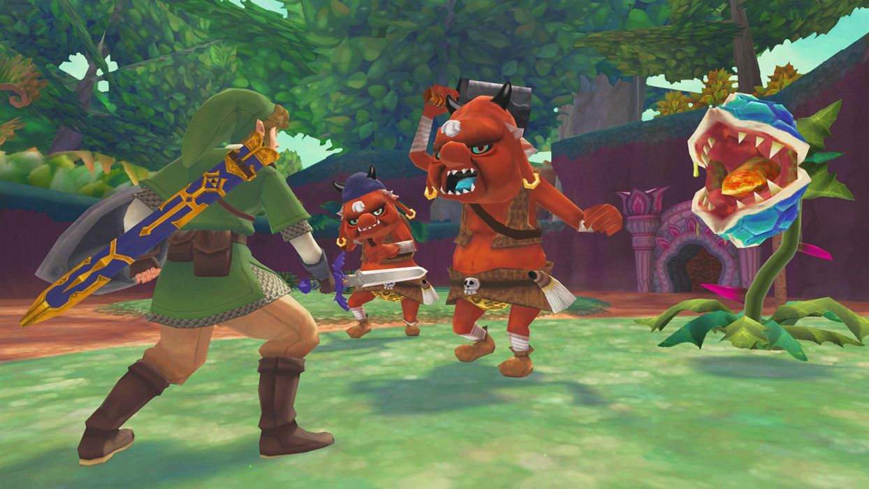 Link fighting moblins in Legend of Zelda Skyward Sword