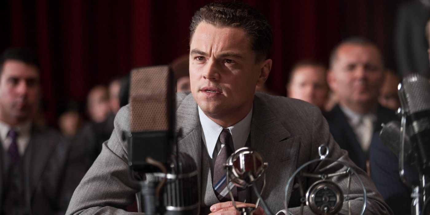Leonardo DiCaprio as J Edgar Hoover giving a testimony