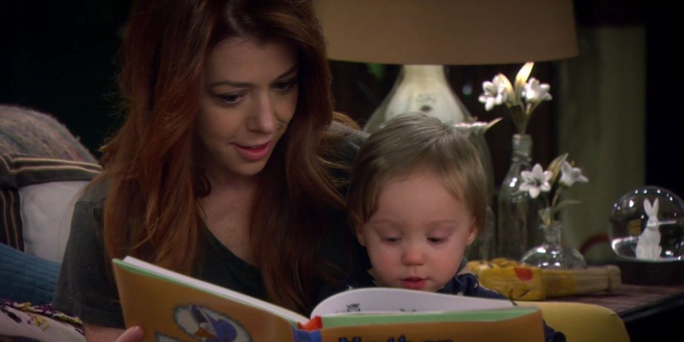 Lily Aldrin reading to her child in How I Met Your Mother.