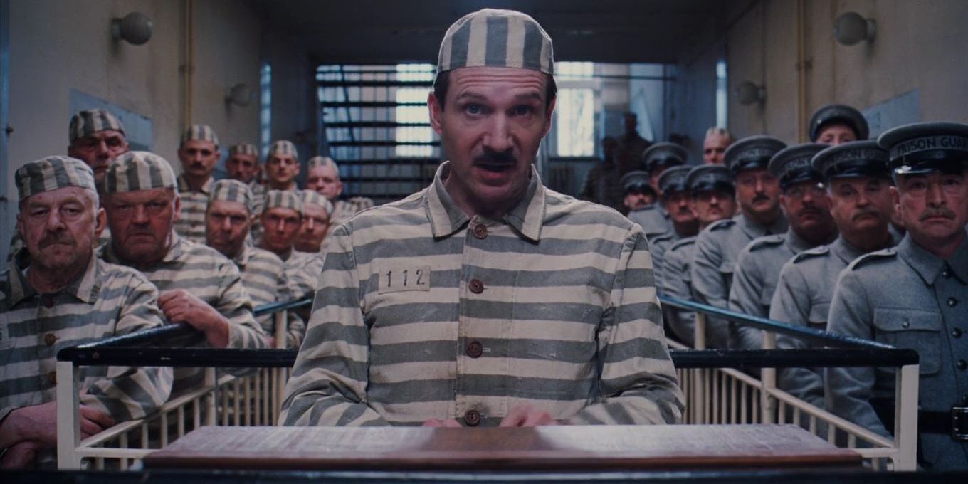 M Gustave in prison in The Grand Budapest Hotel