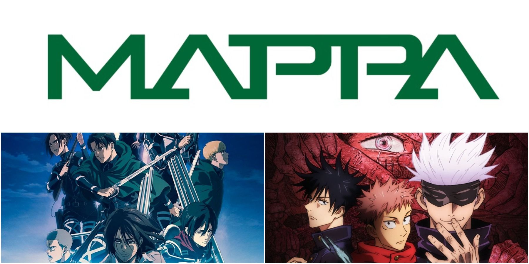 MAPPA logo, Attack on Titan season four and Jujutsu Kaisen anime visuals