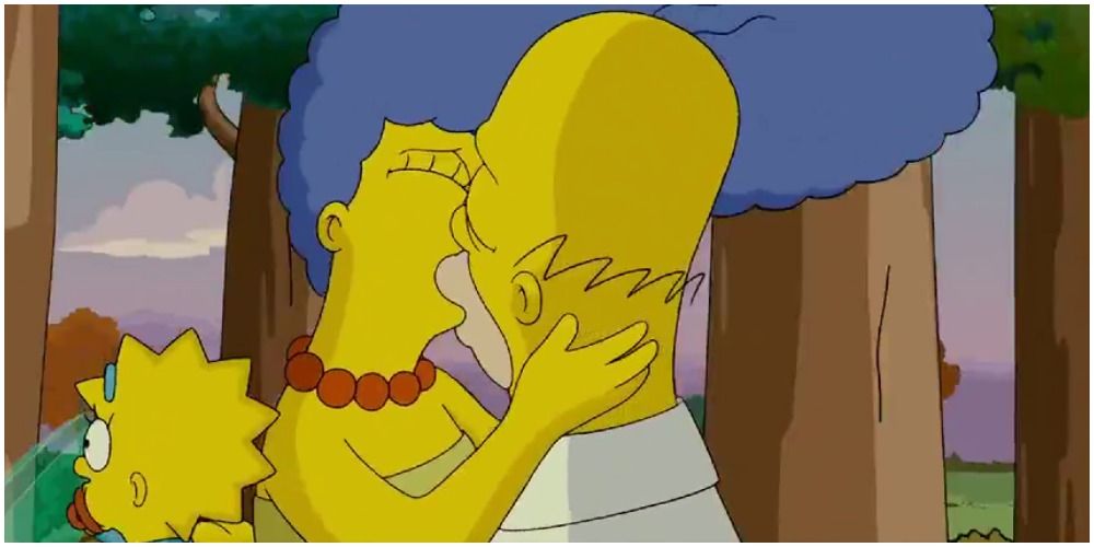 Marge kisses Homer