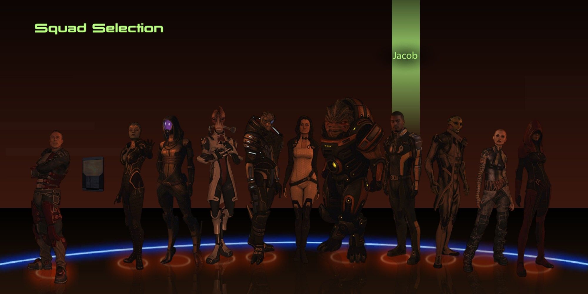 The Squad Selection Menu in Mass Effect 2
