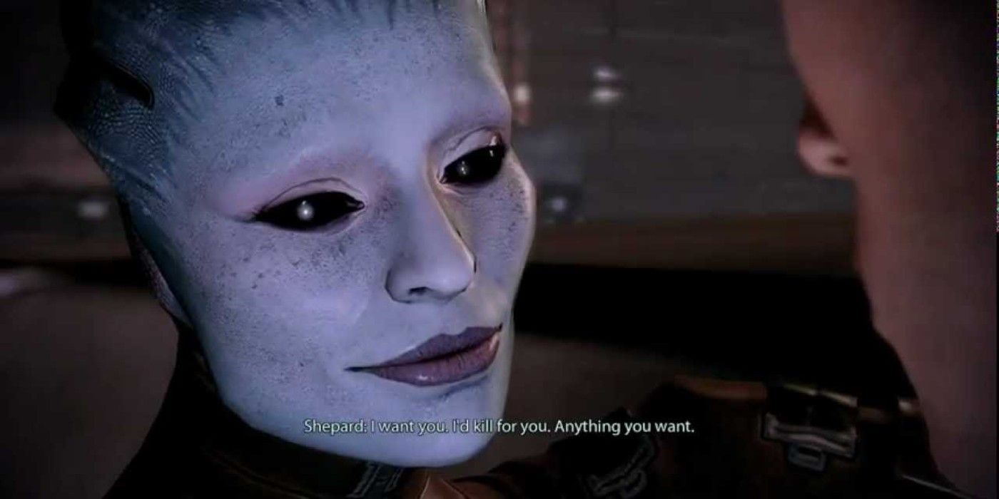 Morinth hypnotizes Shepard at her apartment in Mass Effect 2