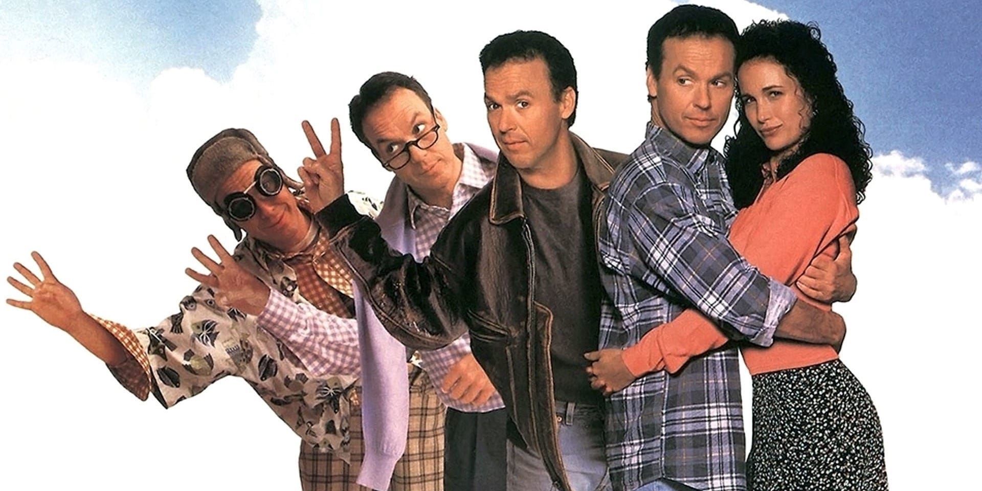 Michael Keaton's different versions on the Multiplicity poster