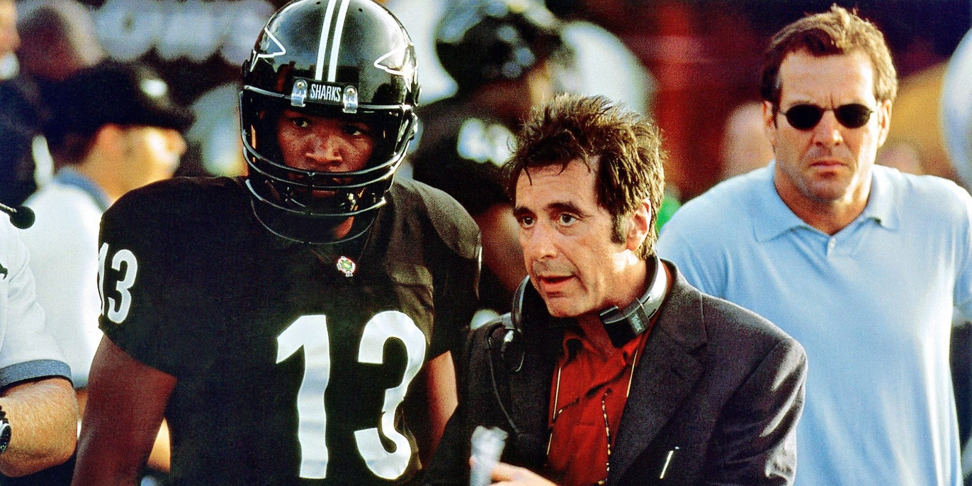 Jamie Foxx, Al Pacino, and Dennis Quaid in &quot;Any Given Sunday.&quot;