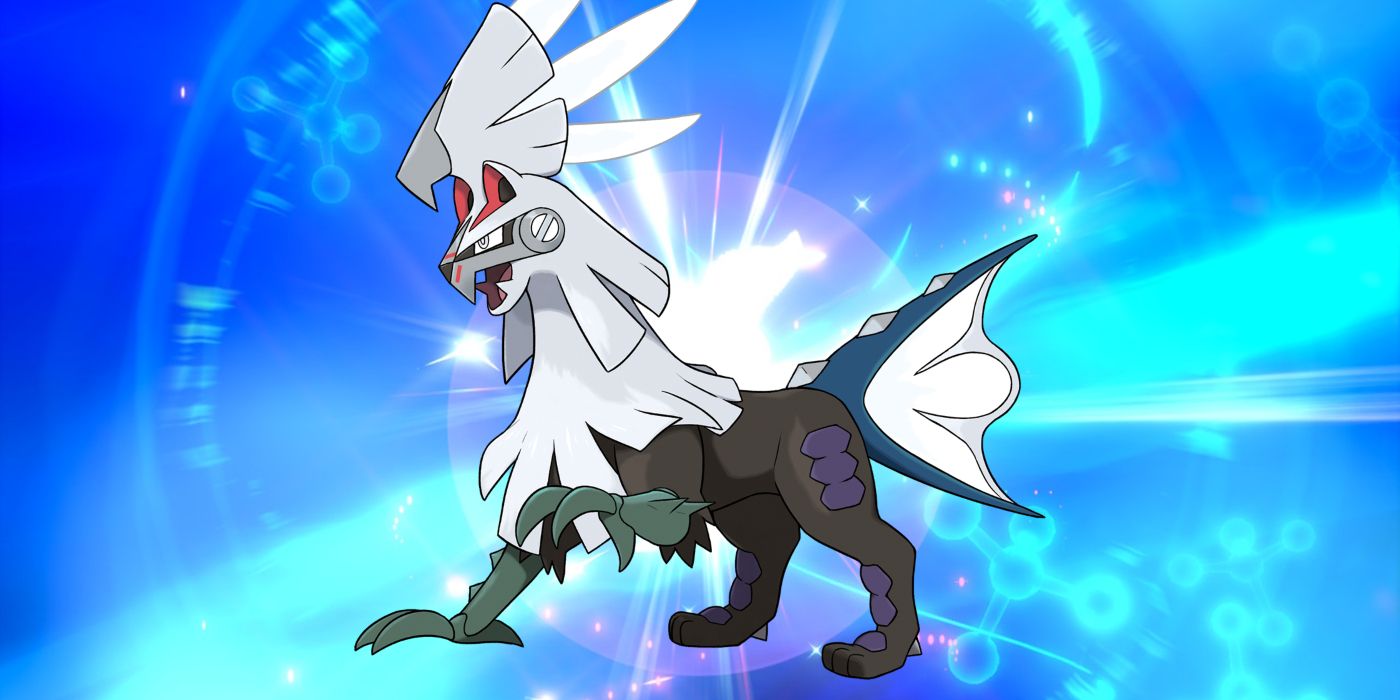 Silvally Pokemon poses on a blue background