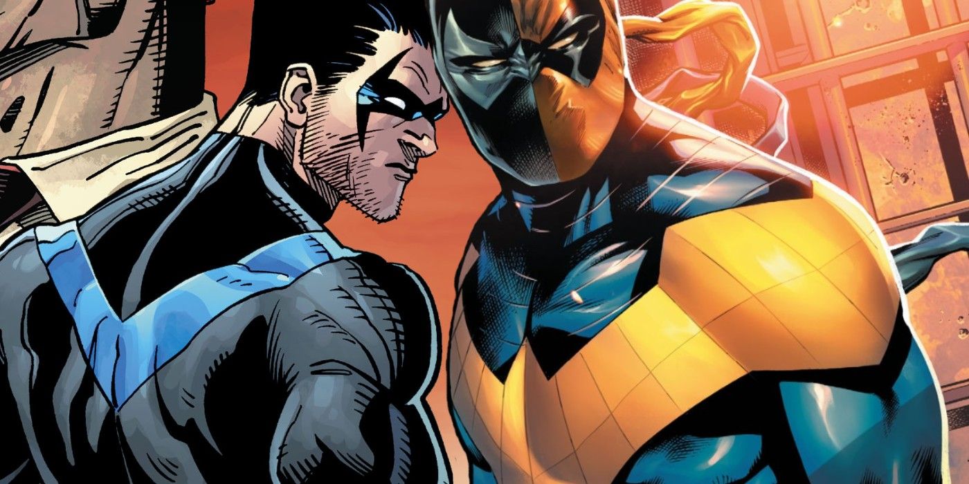 Nightwing and Deathstroke side by side in DC comics