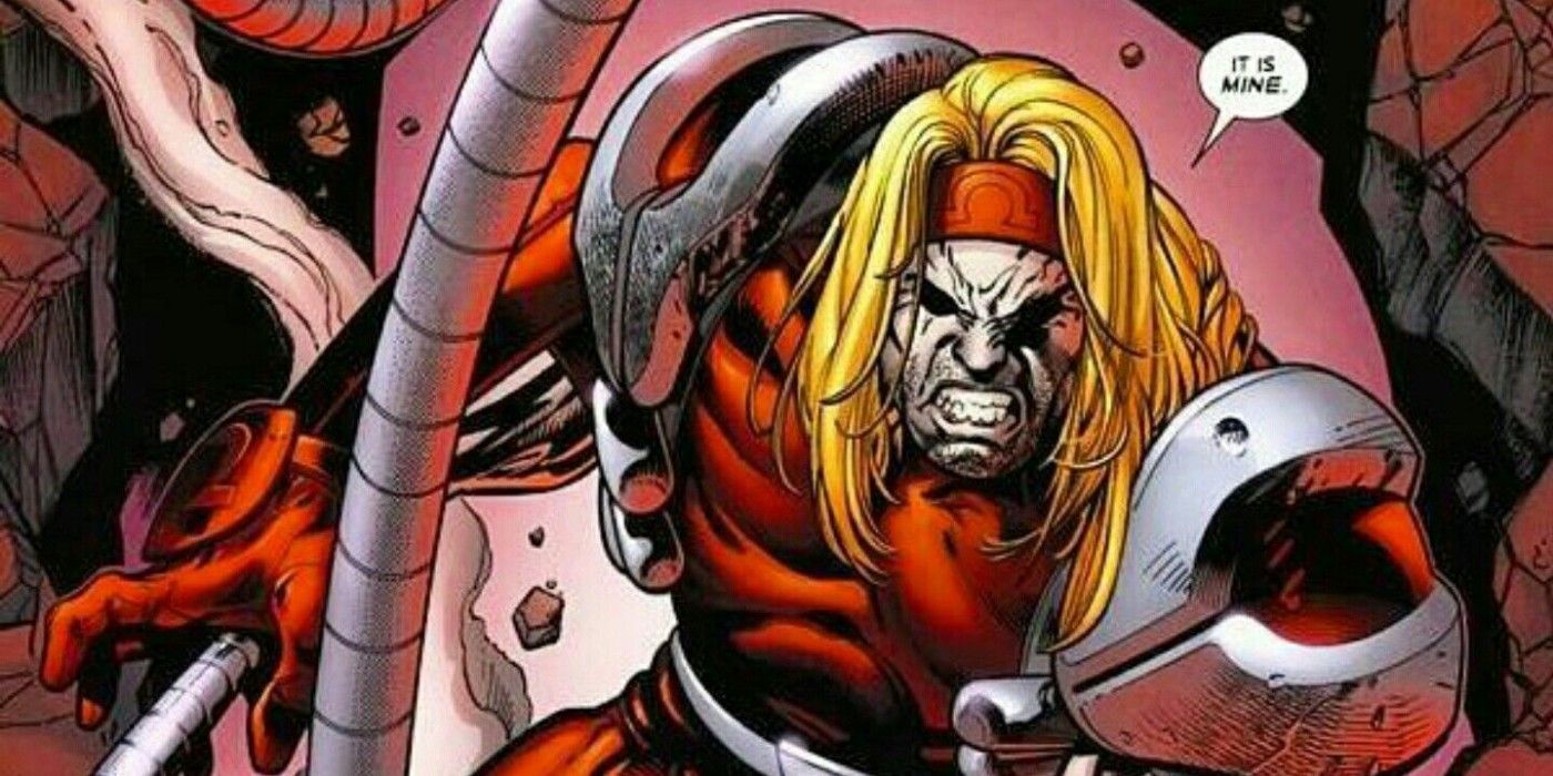 Omega Red emerges from some wreckages in Marvel Comics.