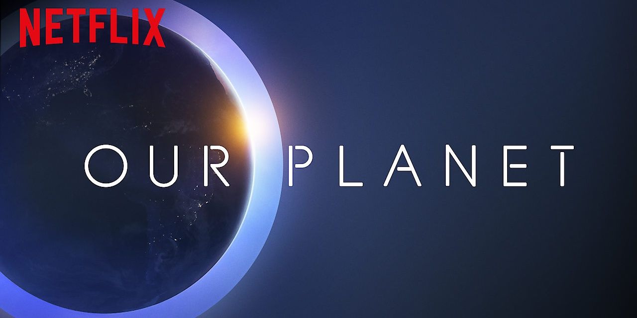 Title screen of Our Planet showing an eclipse with text at foreground
