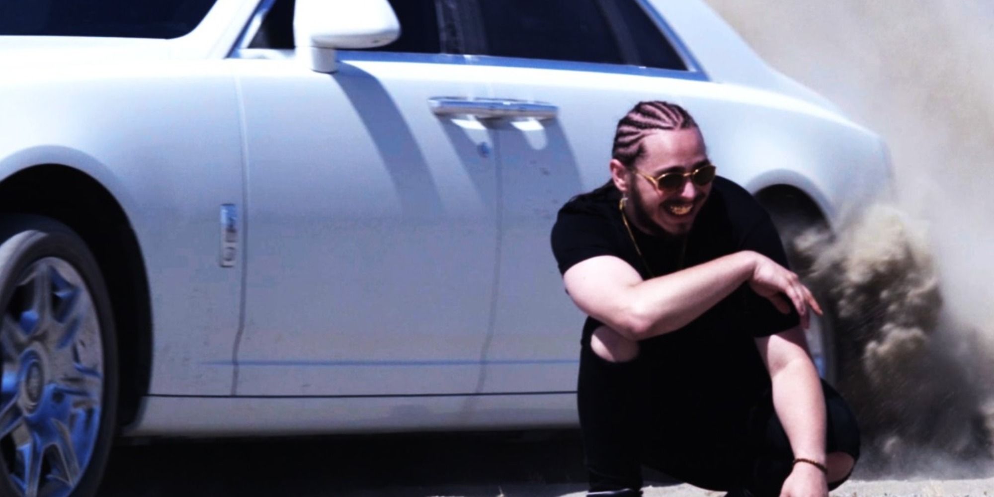 Post Malone having fun in the White Iverson music video.