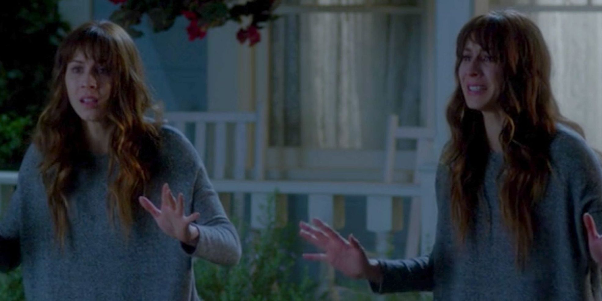 Spencer and Alex looking scared in Pretty Little Liars