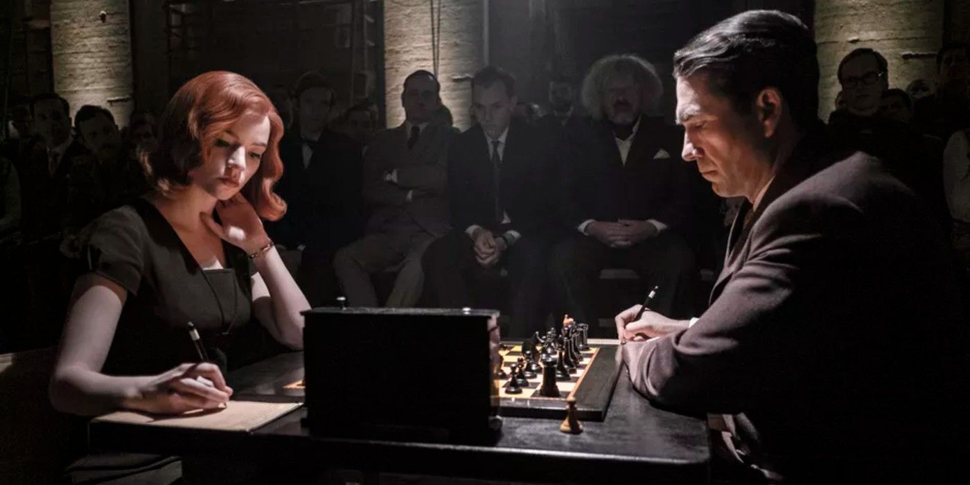 Two people playing chess in The Queen's Gambit