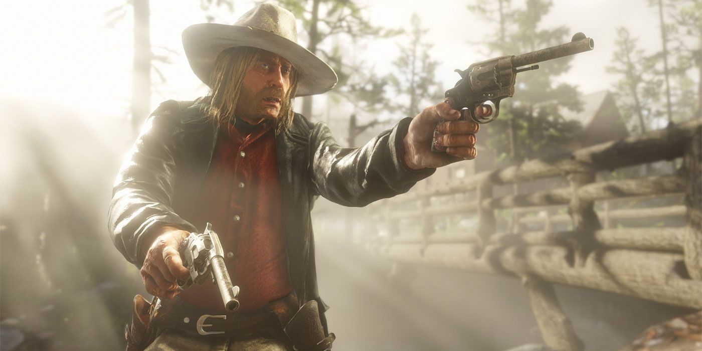  Micah Bell holding two revolvers in RDR2.