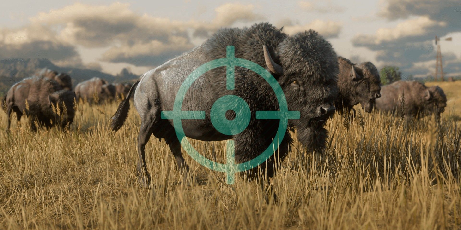 Buffalo in cross hairs of auto-aim in Red Dead Online