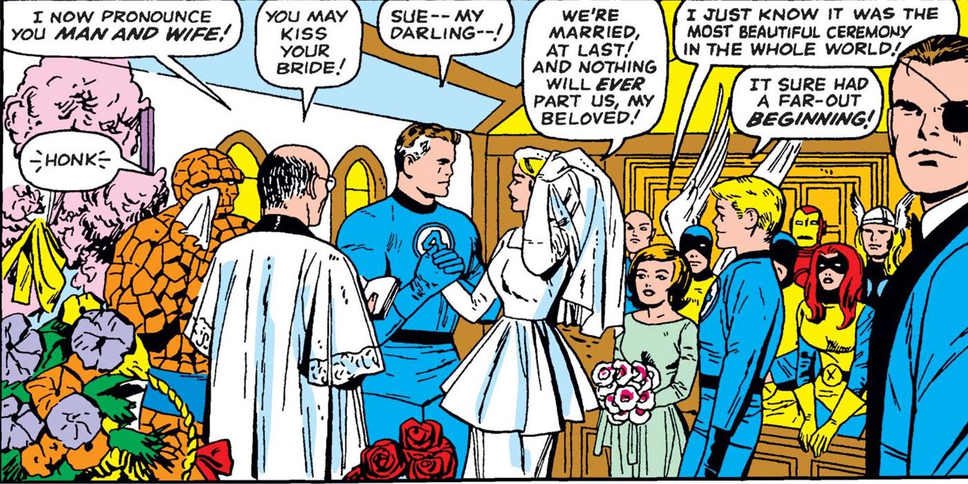 Reed and Susan Richards wedding from Fantastic Four Annual.
