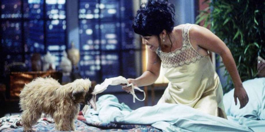 Regine Hunter fighting with a dog on Living Single