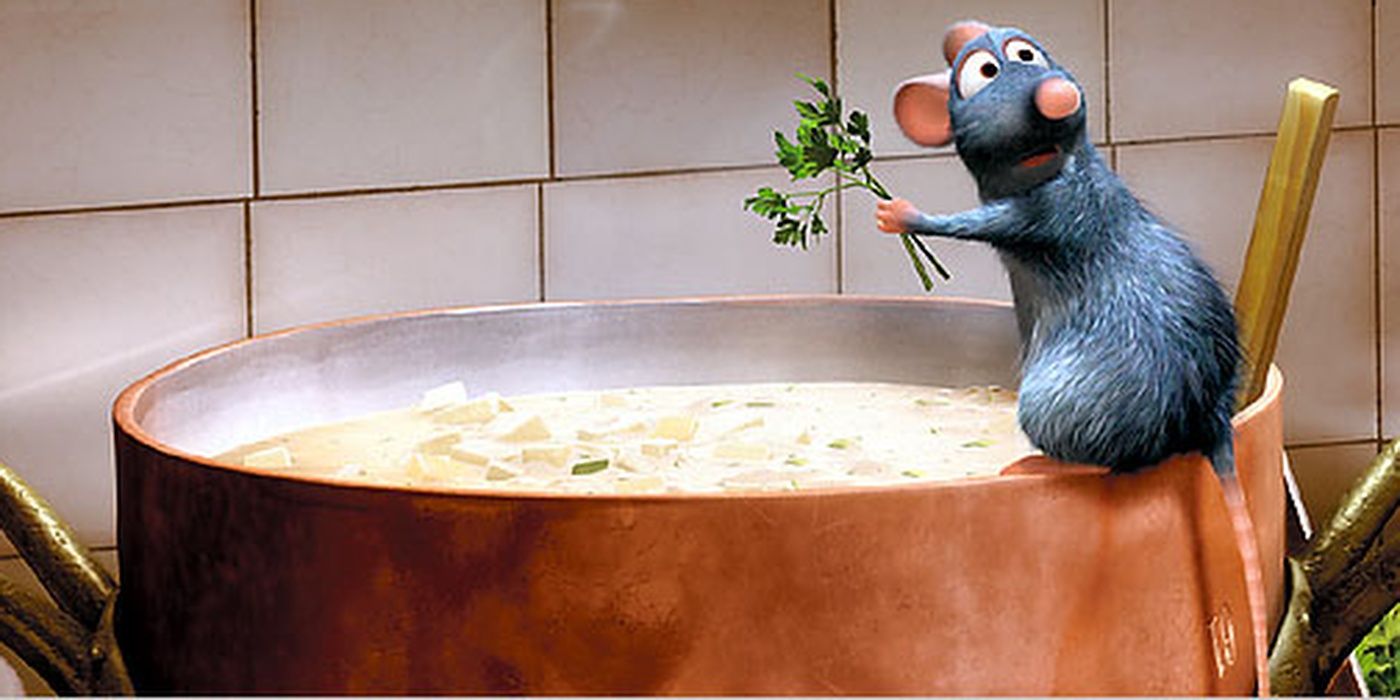 Remy cooking soup in Ratatouille