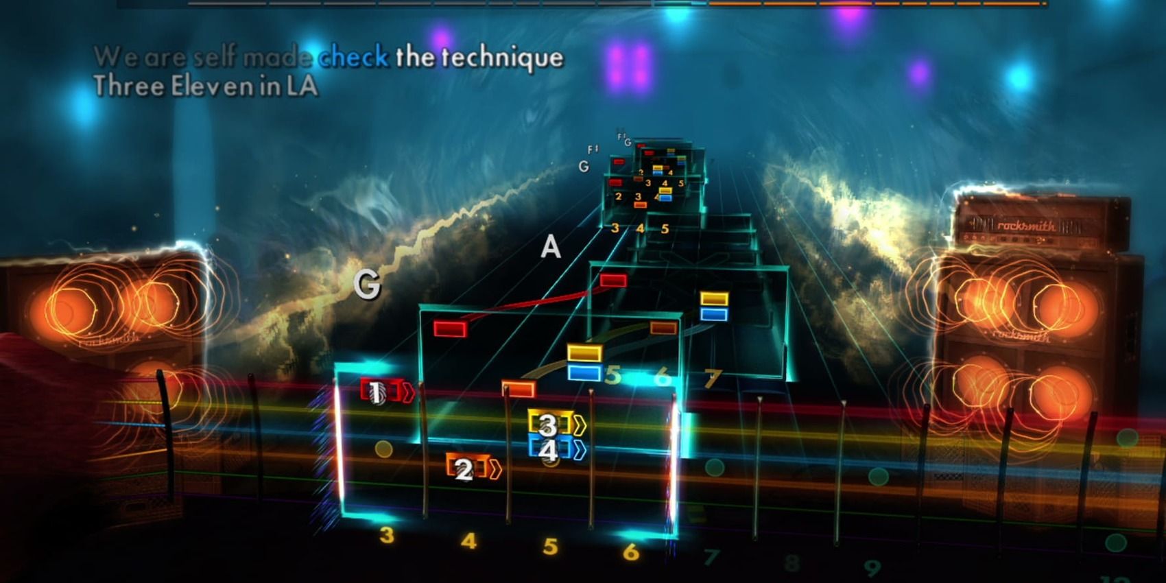 Notes fly across the screen in the 2014 version of Rocksmith