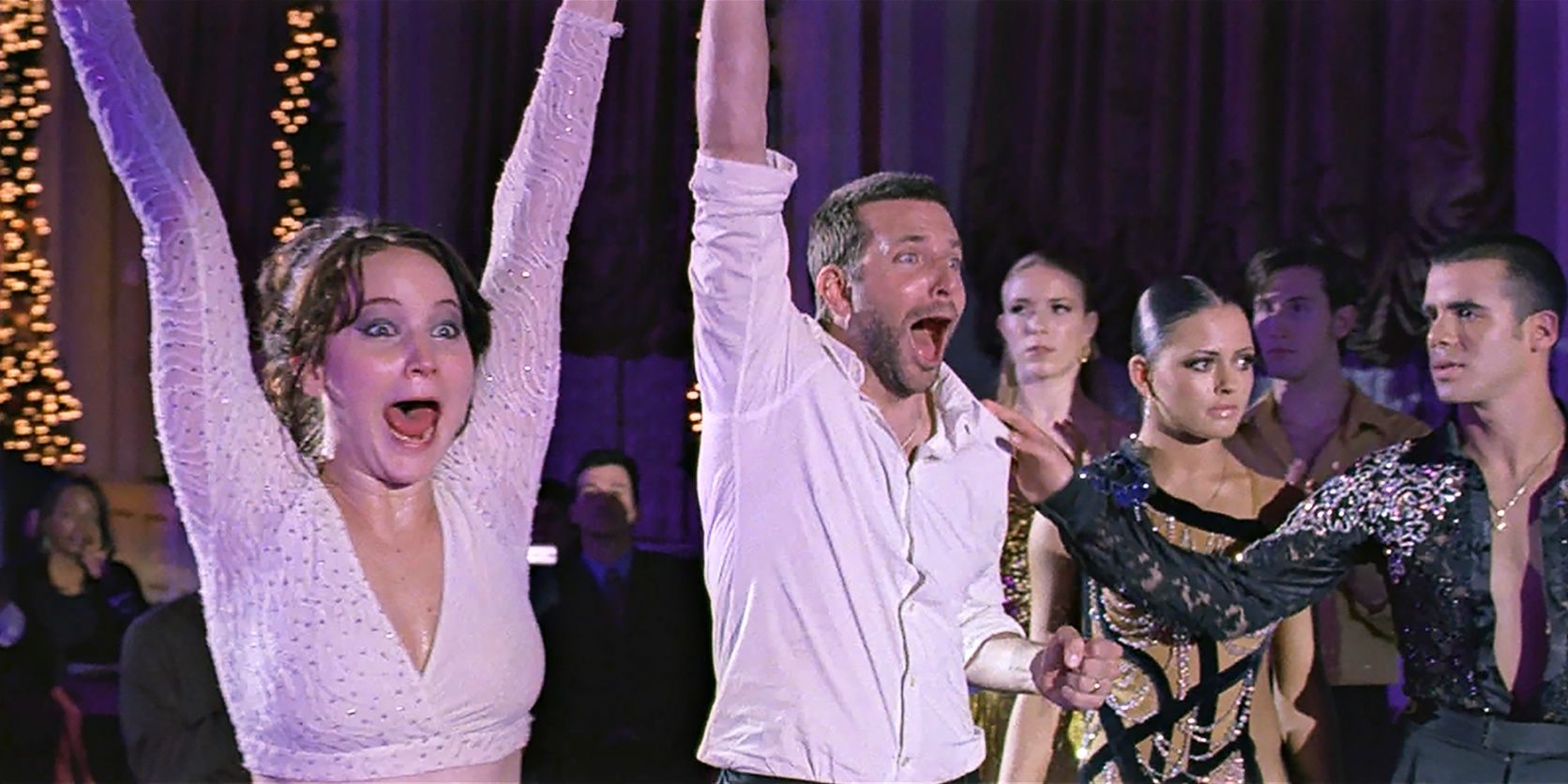 Pat and Tiffany cheering after winning the dance competition in Silver Linings Playbook