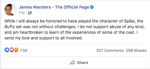 James Marsters Facebook post about Joss Whedon