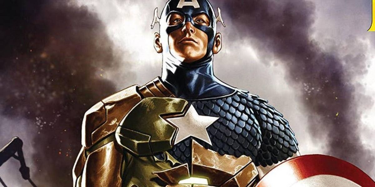 Captain America dons a damaged Hydra armor on a cover for Secret Empire.