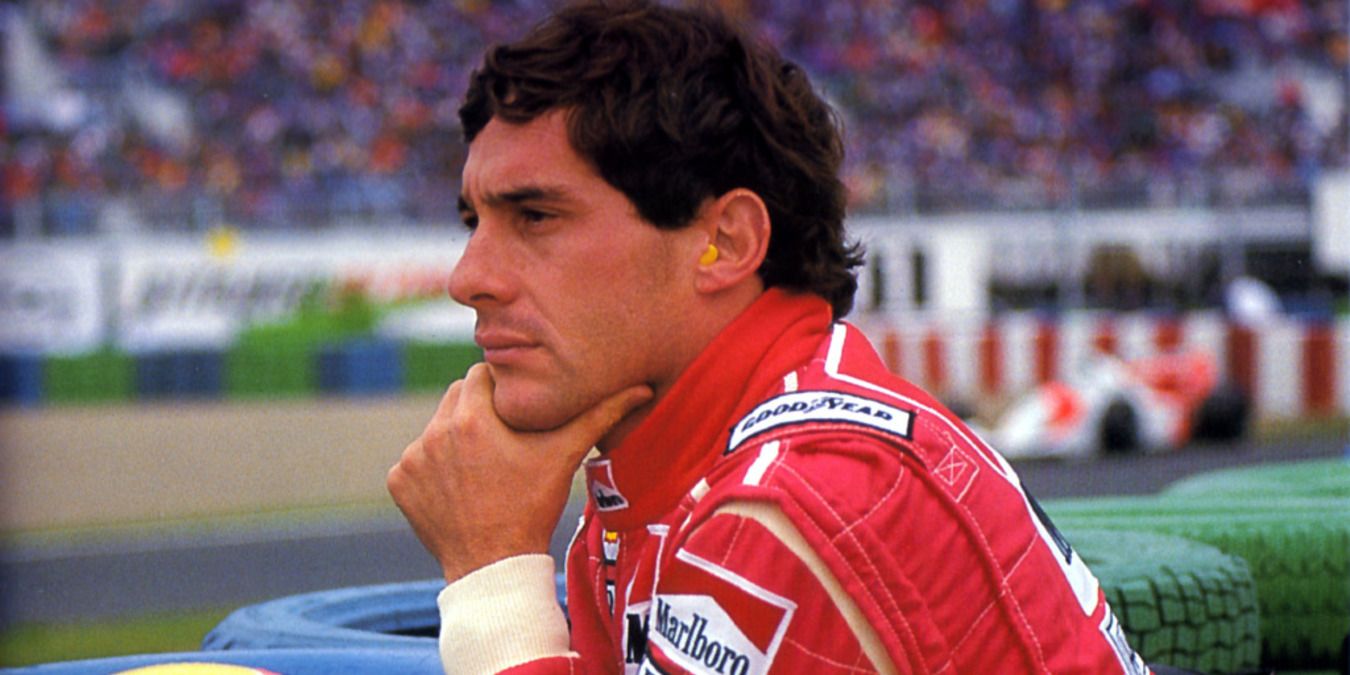 Senna looks out at the race course 