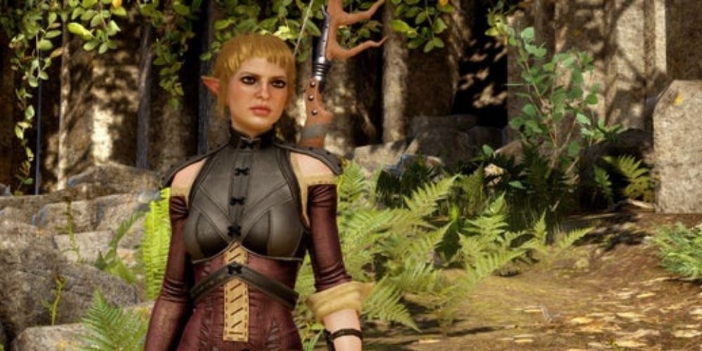 Sera at the woods in Dragon Age: Inquisition