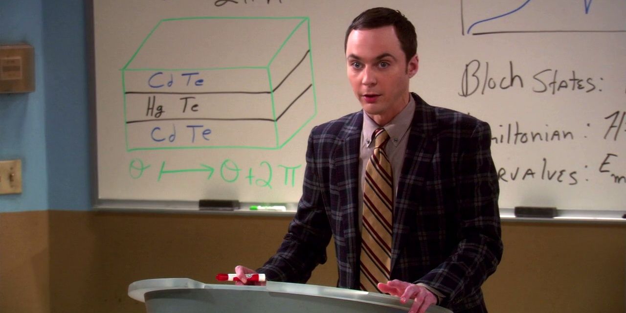 Sheldon giving a lecture on TBBT